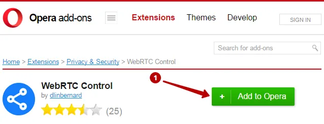 Install plugin to disable WebRTC in Opera