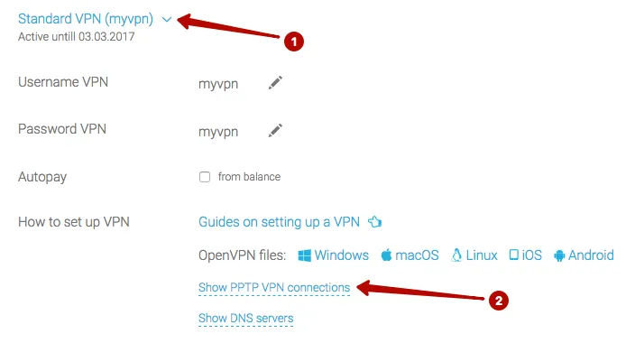 A list of IP addresses for PPTP VPN