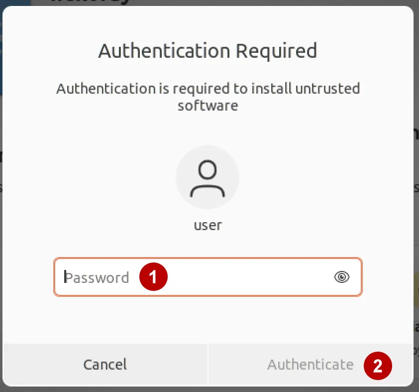 Enter user password to install Nekoray on Ubuntu 22