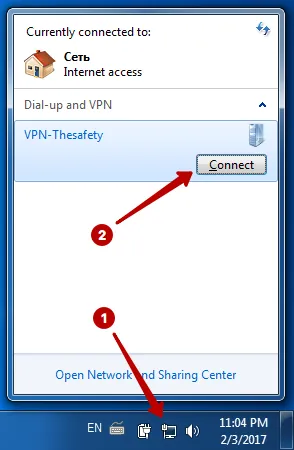 Connection to PPTP VPN server on Windows 7
