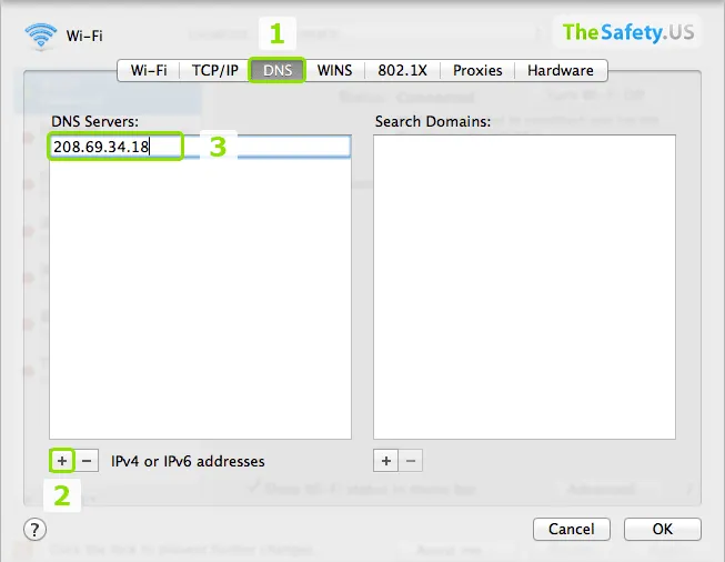 How to hide DNS in Mac OS X - enter DNS