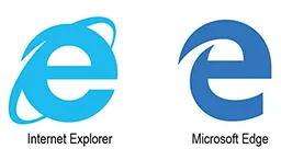 Logo of Microsoft Edge and Internet Explorer browsers