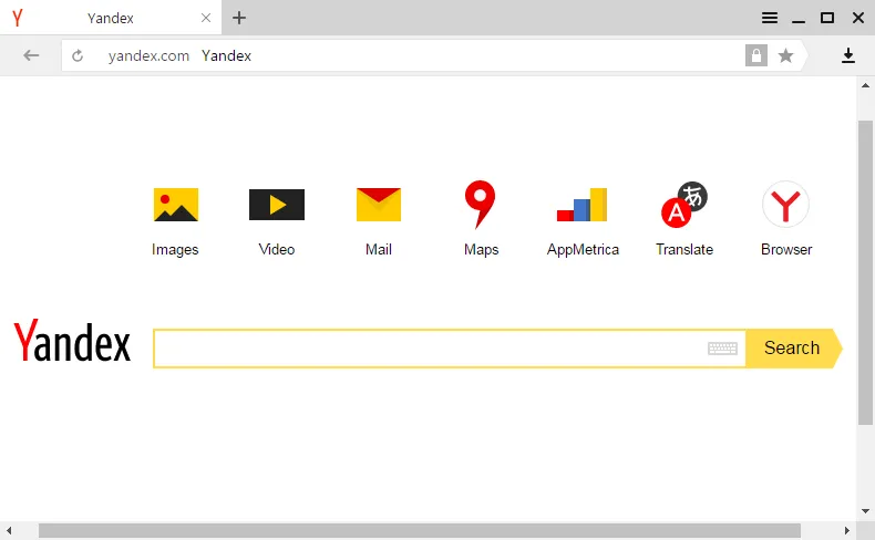 Window of Yandex Browser