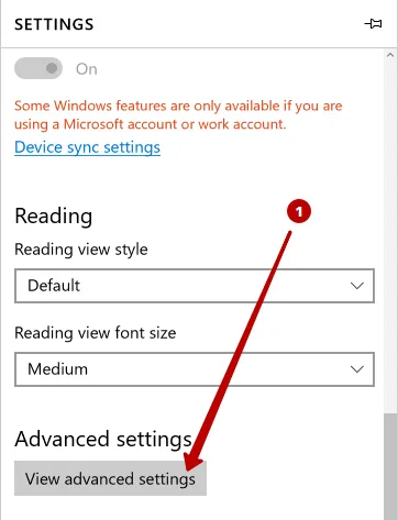 Advanced settings in Microsoft Edge