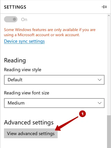 Advanced settings in Microsoft Edge