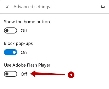 Disabling Flash в Microsoft Edge