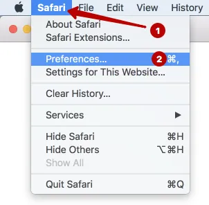 Preferences Safari