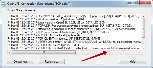 OpenVPN certificates do not contain any data of VPN service