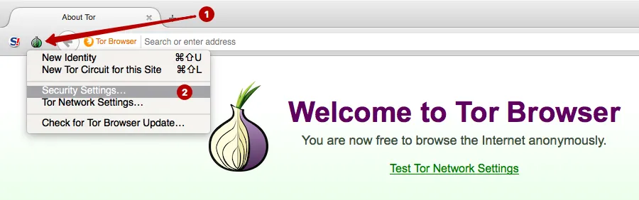 Security settings in Tor Browser