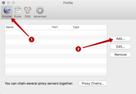 Add proxy in Proxifier