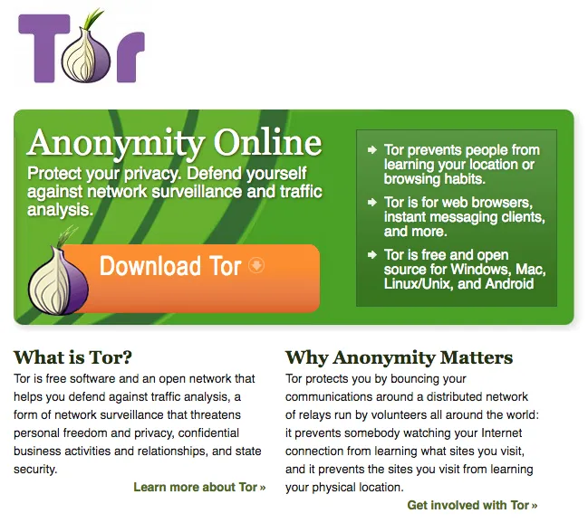 Официальный веб-сайт проекта Tor