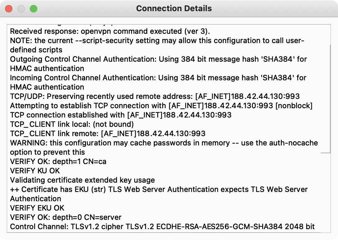 Connection process in Secure Kit on macOS