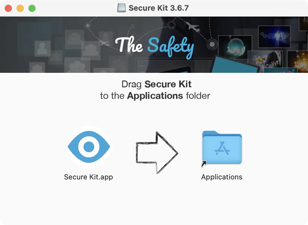 Перетащите Secure Kit в Программы на macOS