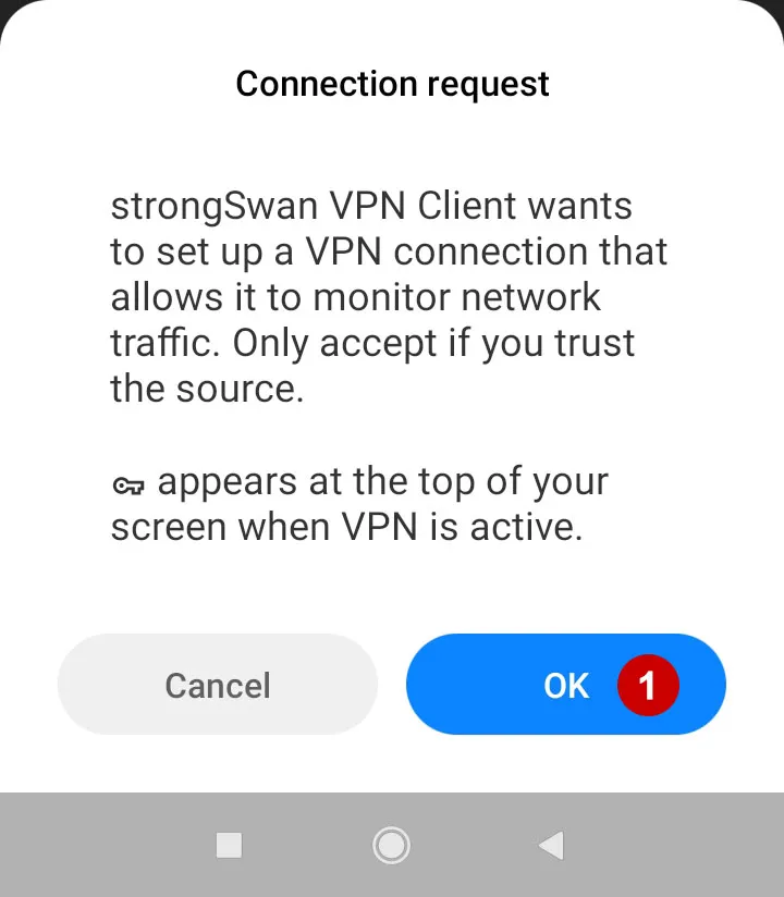Permission to connect to IKEv2 VPN server on Android 10