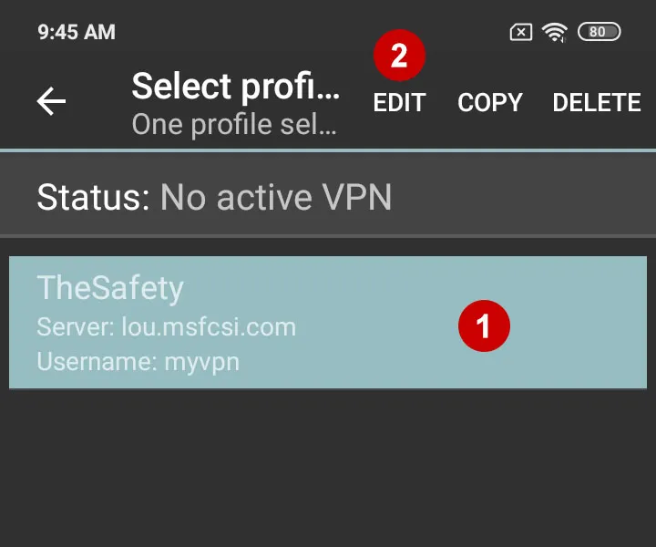 Editing IKEv2 VPN connection on Android 10