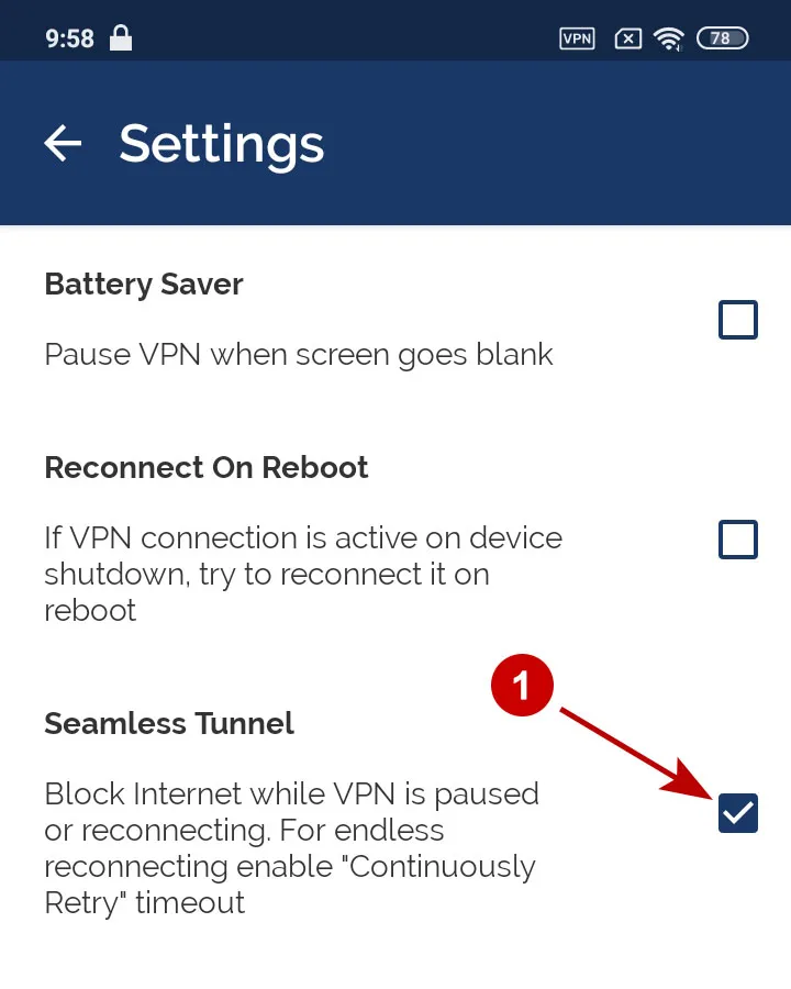 Блокировка Интернета в OpenVPN Connect на Android 10