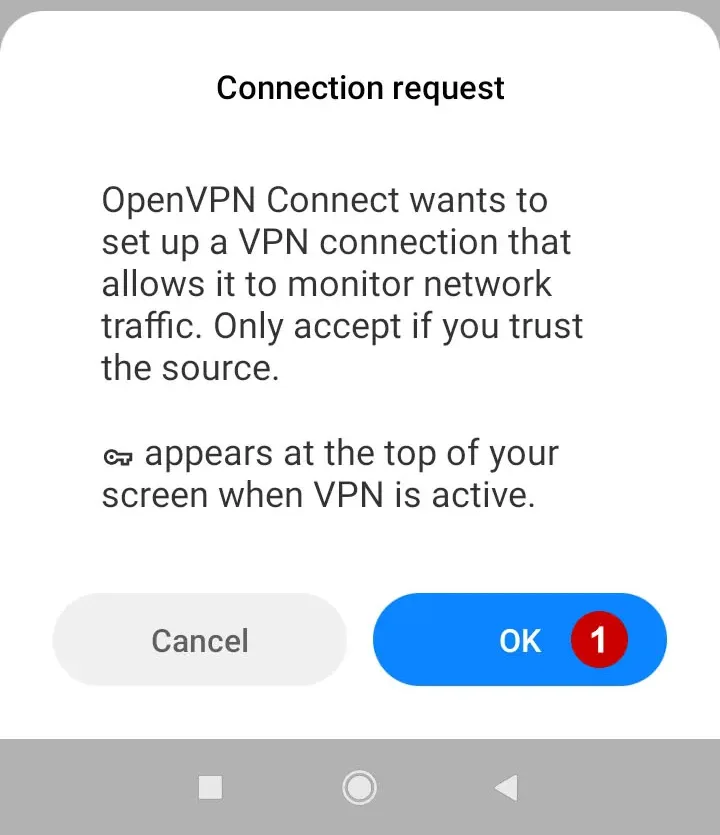 Allow connection to OpenVPN on Android 10
