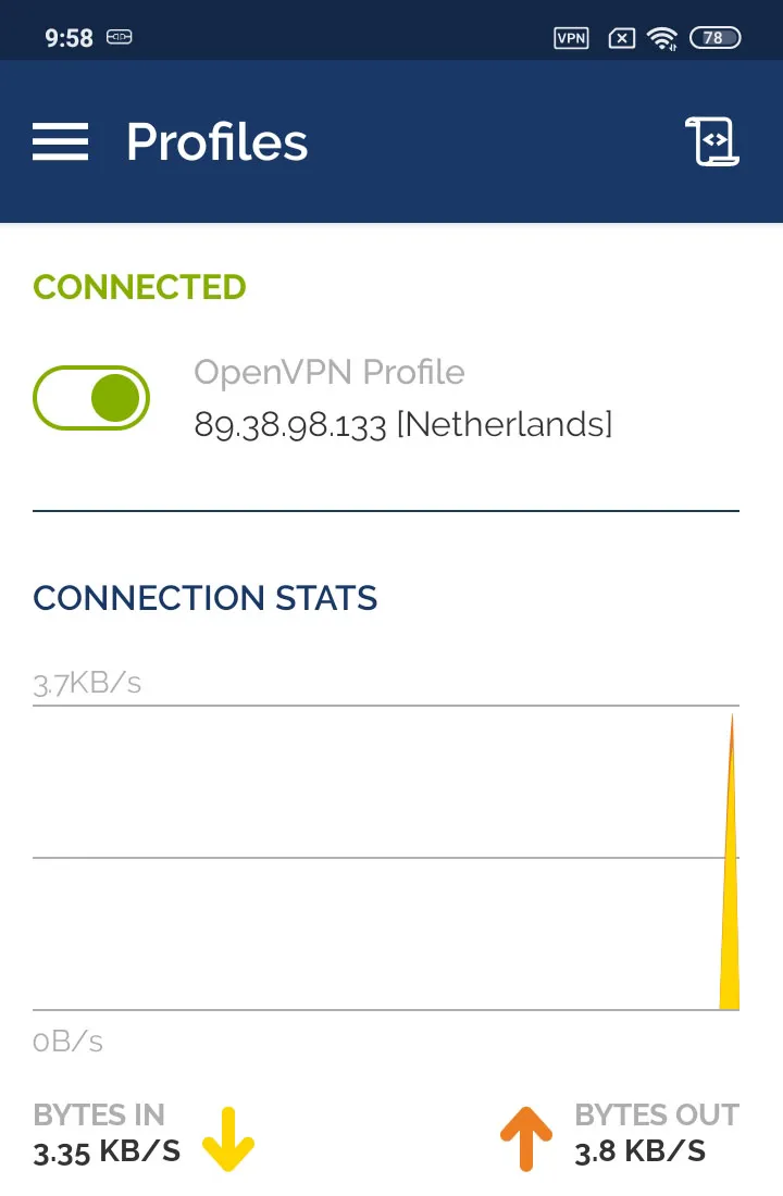 Successful connection to OpenVPN on Android 10