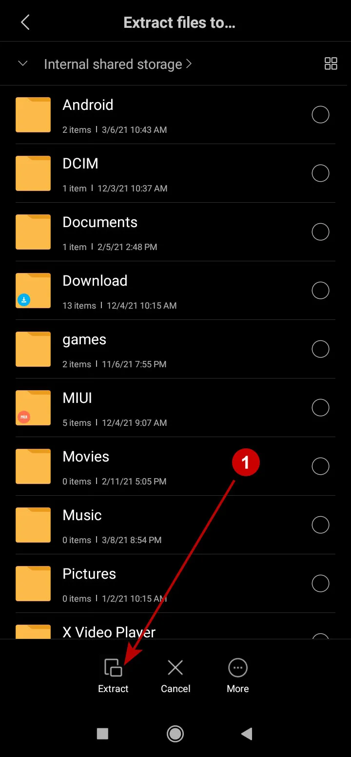 Archive extraction folder on Android 10