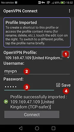 Логин и пароль OpenVPN на Android 6