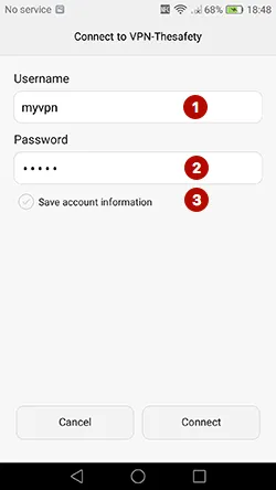 Username and password of PPTP VPN on Android 6