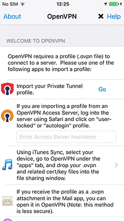 App OpenVPN for iOS