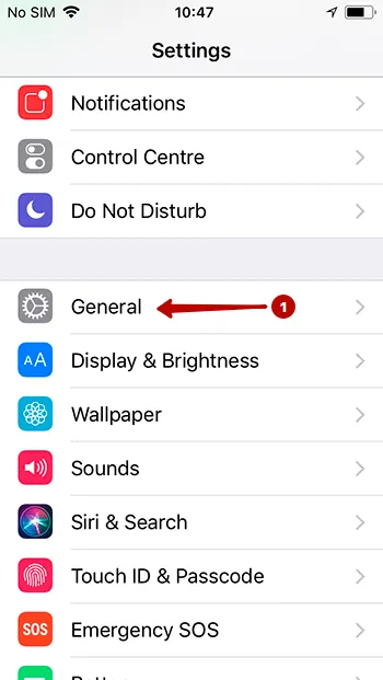 General settings on iOS