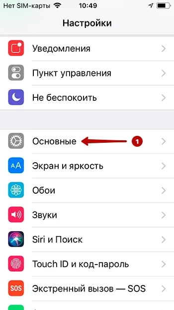 Основные настройки на iOS