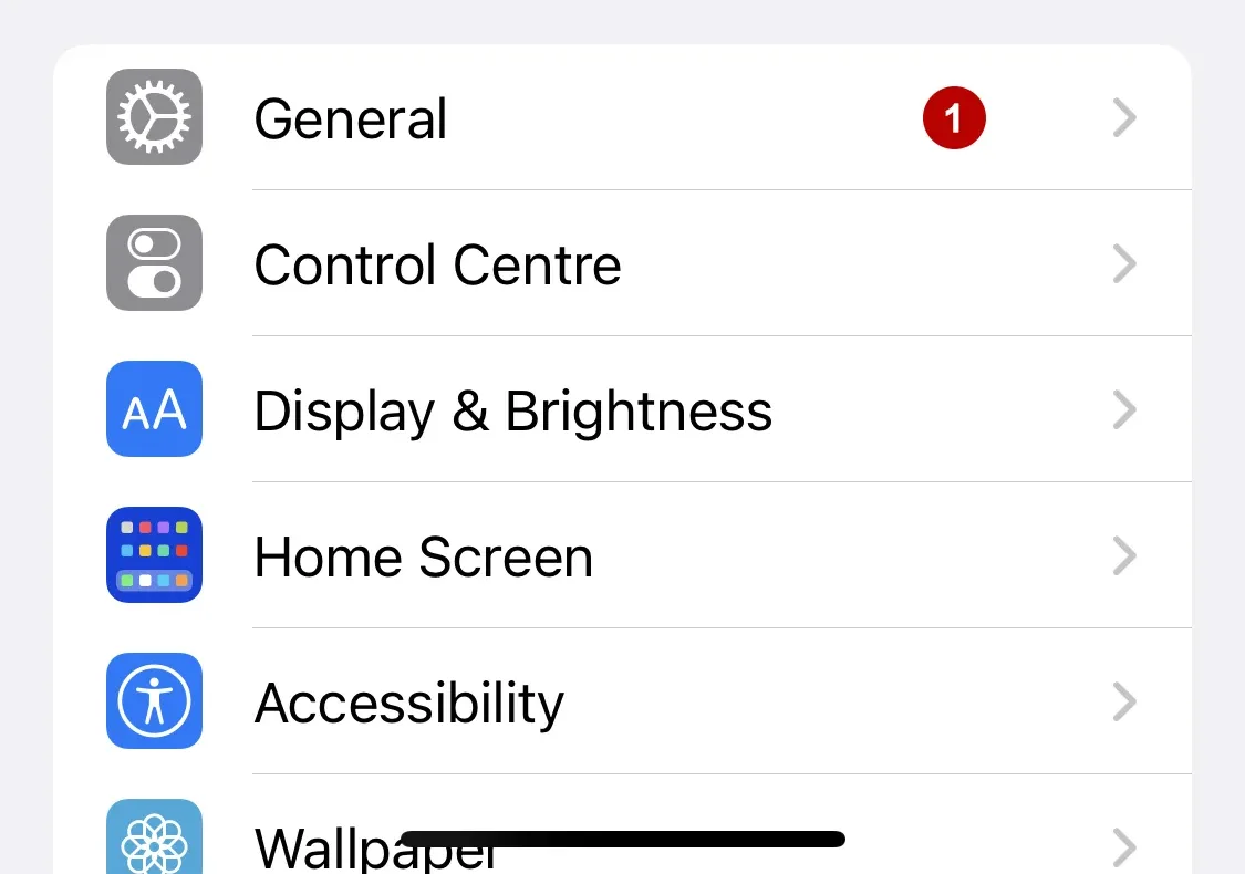 General settings on iOS 15