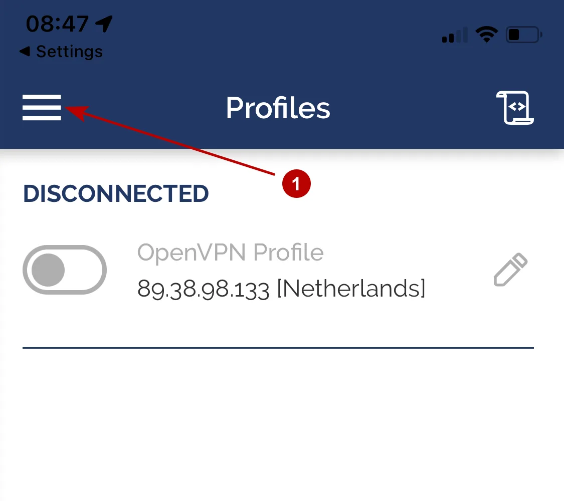 OpenVPN Connect icon on iOS 15