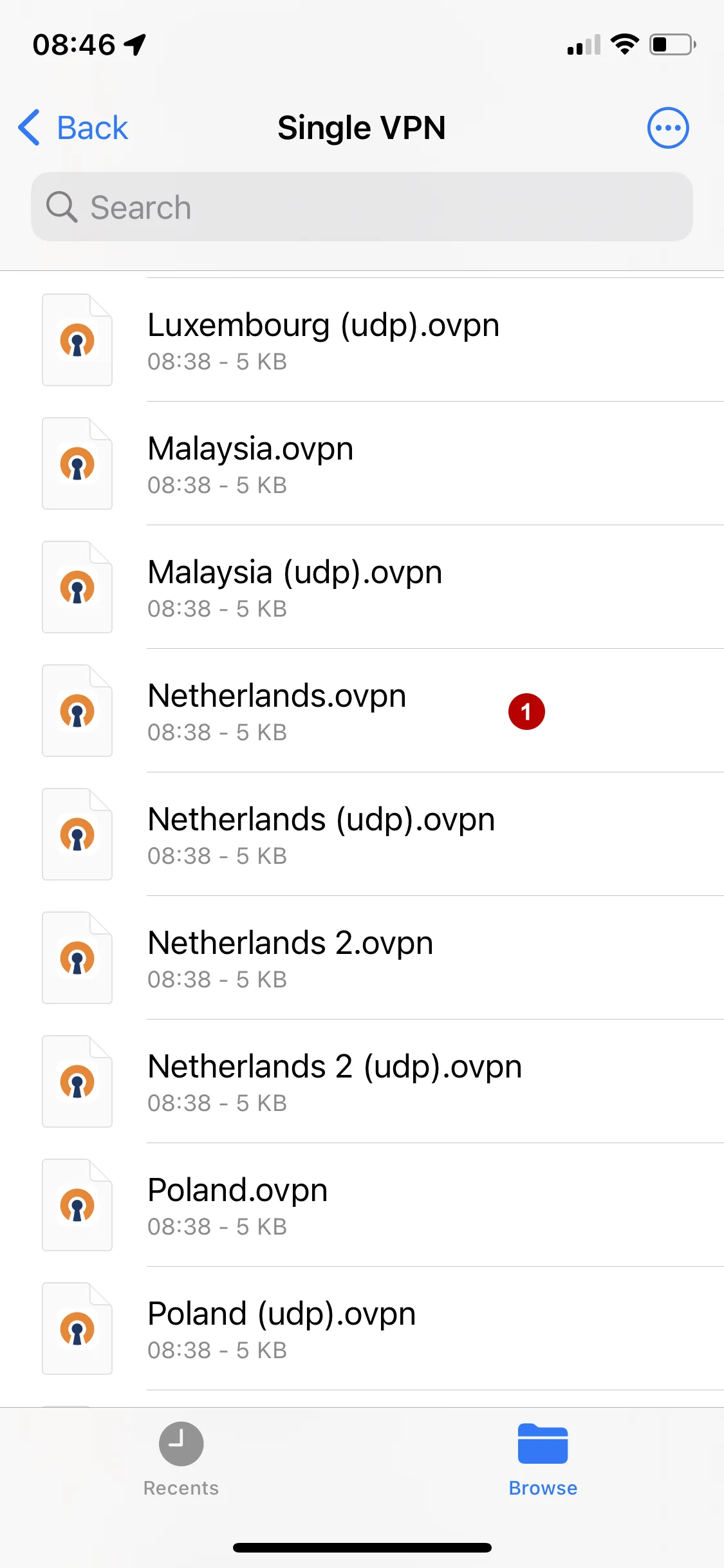 Importing OpenVPN files to OpenVPN Connect on iOS 15