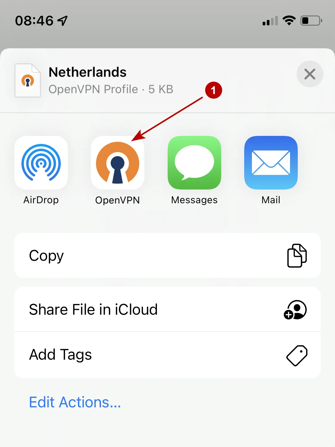 OpenVPN Connect on iOS 15
