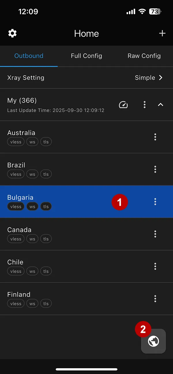 Connect to xVPN in OneXray on iOS