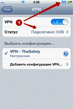 Успешное подключение к PPTP VPN на iPhone в iOS 6