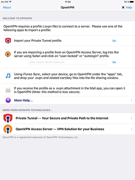 App OpenVPN for iOS