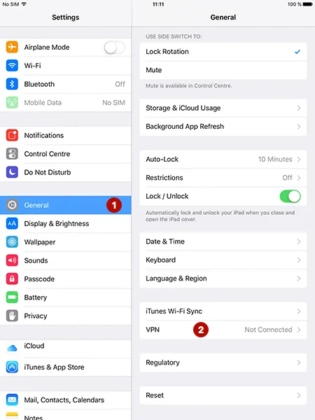 VPN in iOS on iPad