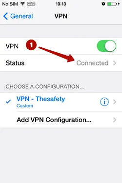 Successfully connected to PPTP VPN on iPhone in iOS 9