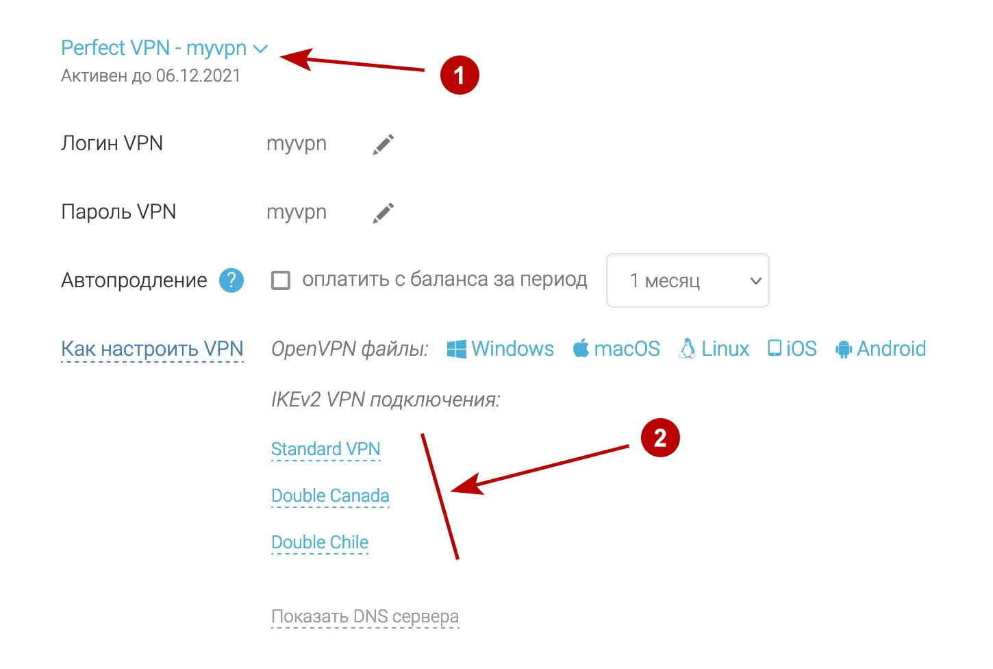 Посмотреть список IKEv2 VPN серверов