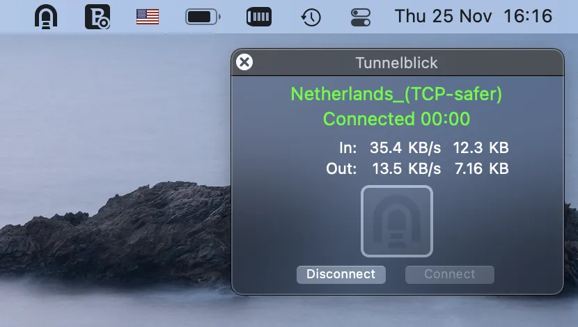 Successfully connected to OpenVPN server via Tunnelblick