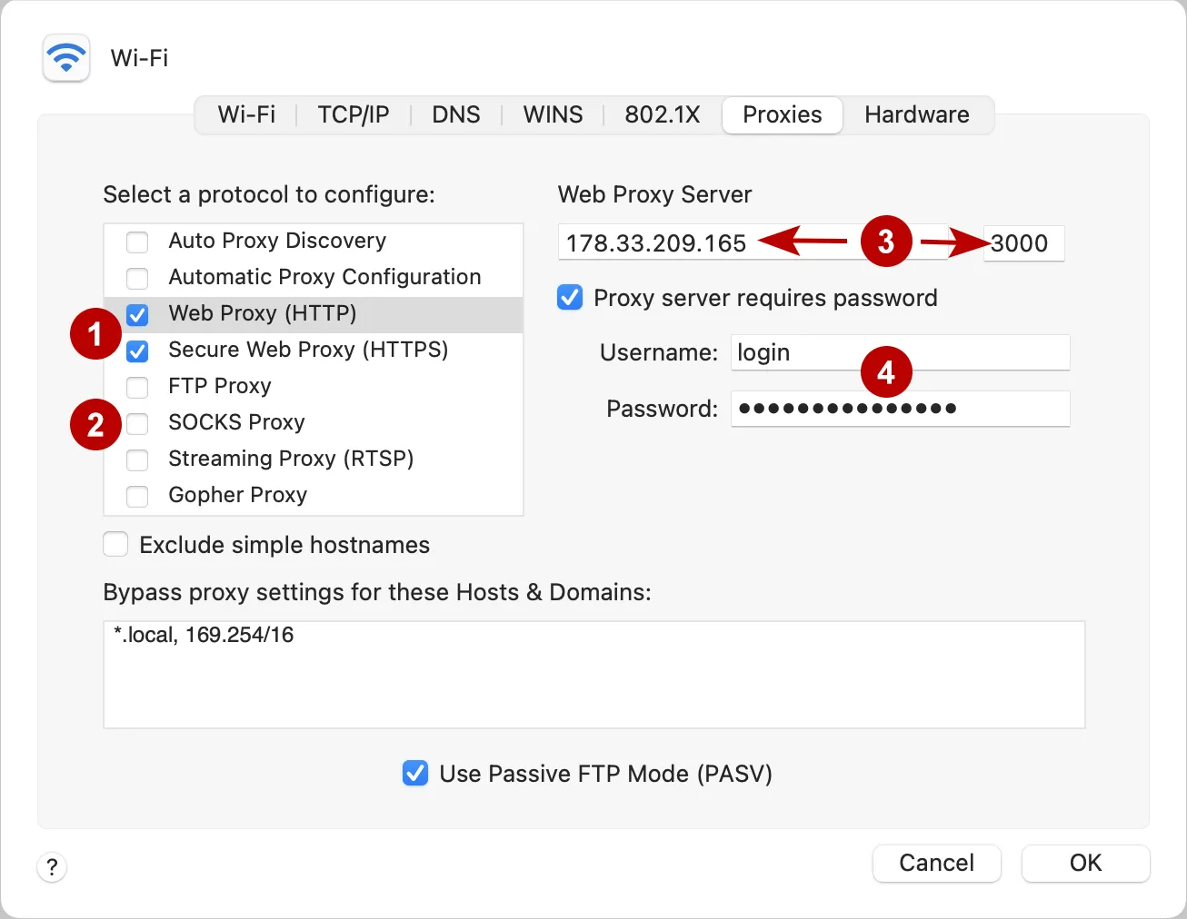 Proxy settings on macOS