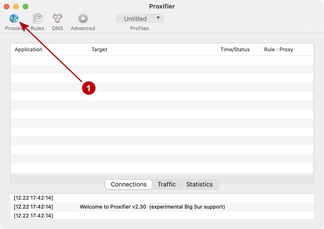 Раздел Прокси в Proxifier на macOS