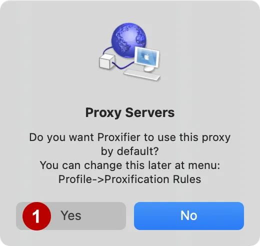 Set default proxy in Proxifier on macOS