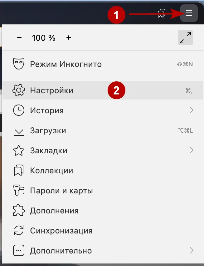 Настройки Яндекс Браузера на macOS