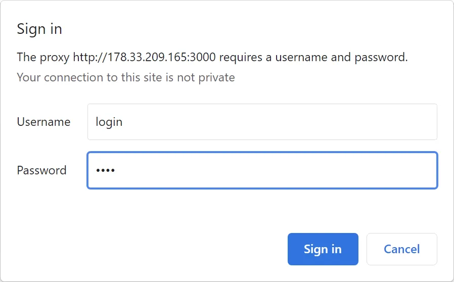 Enter login and password for proxy on Windows