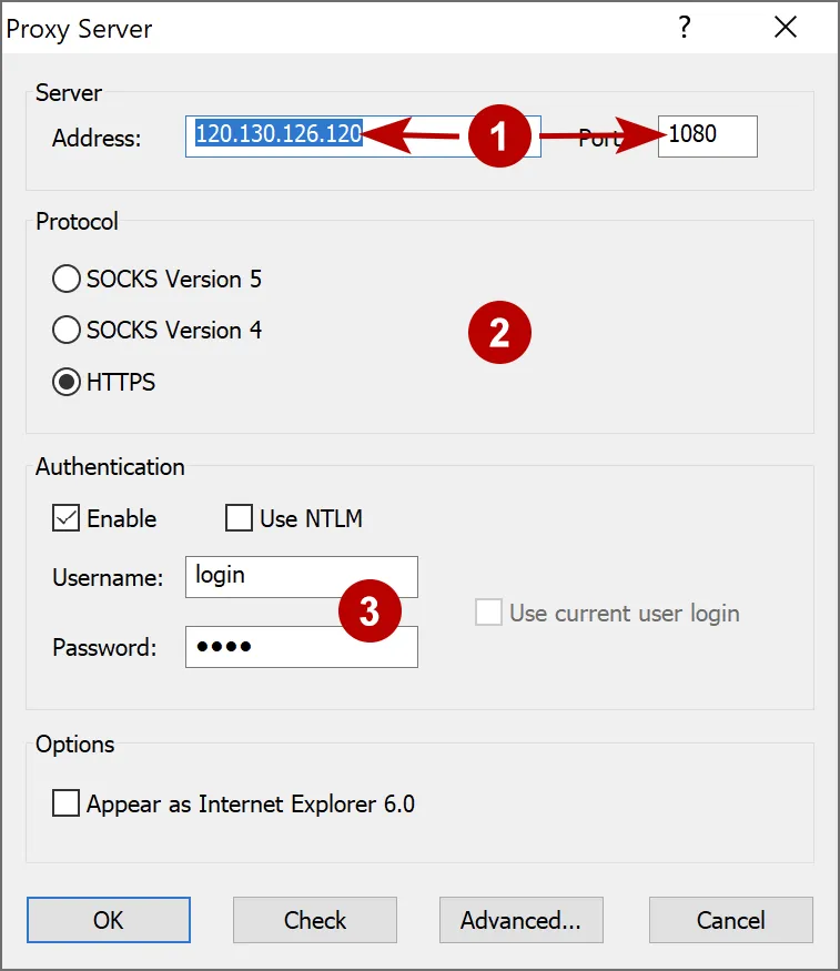 Configuring proxy in Proxifier on Windows