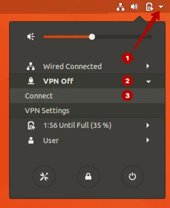 Подключение к IKEv2 VPN через меню на Ubuntu 17