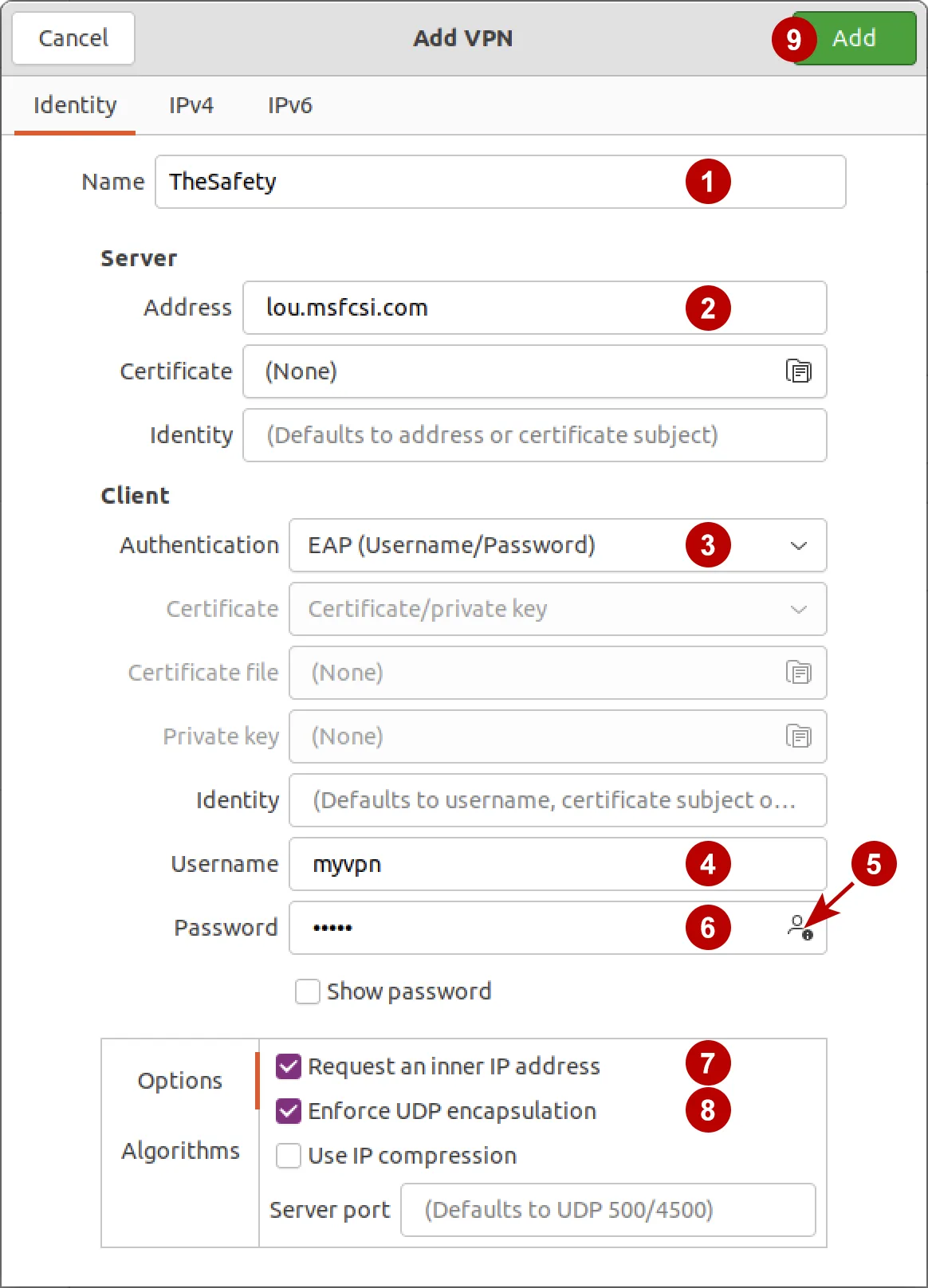 Username and Password for IKEv2 VPN on Ubuntu 21