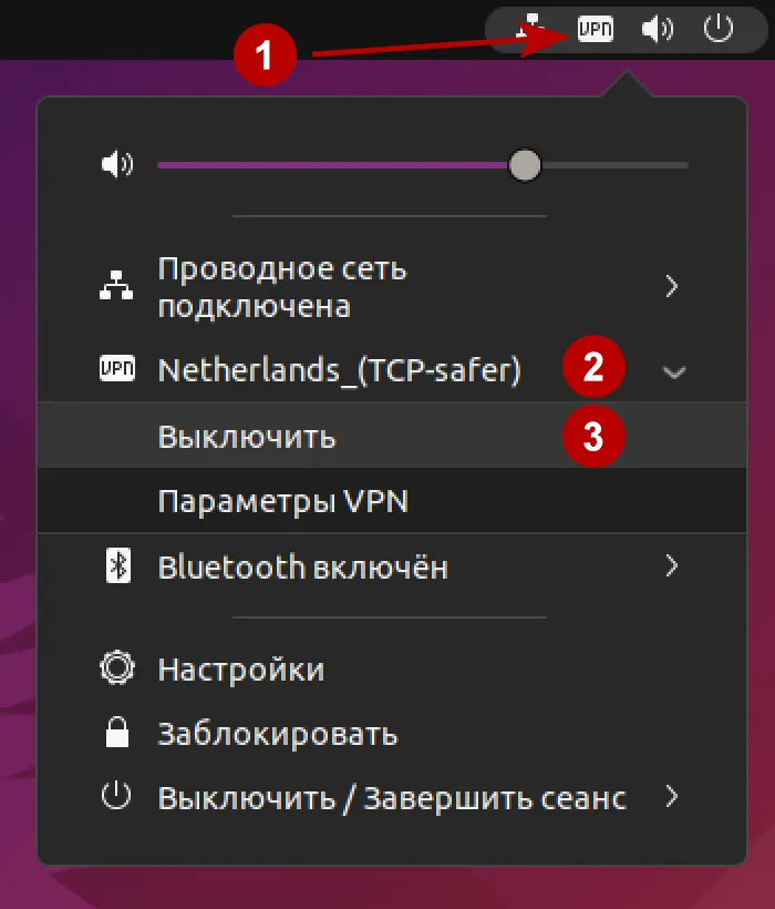 Отключитесь от OpenVPN сервера в Ubuntu 21