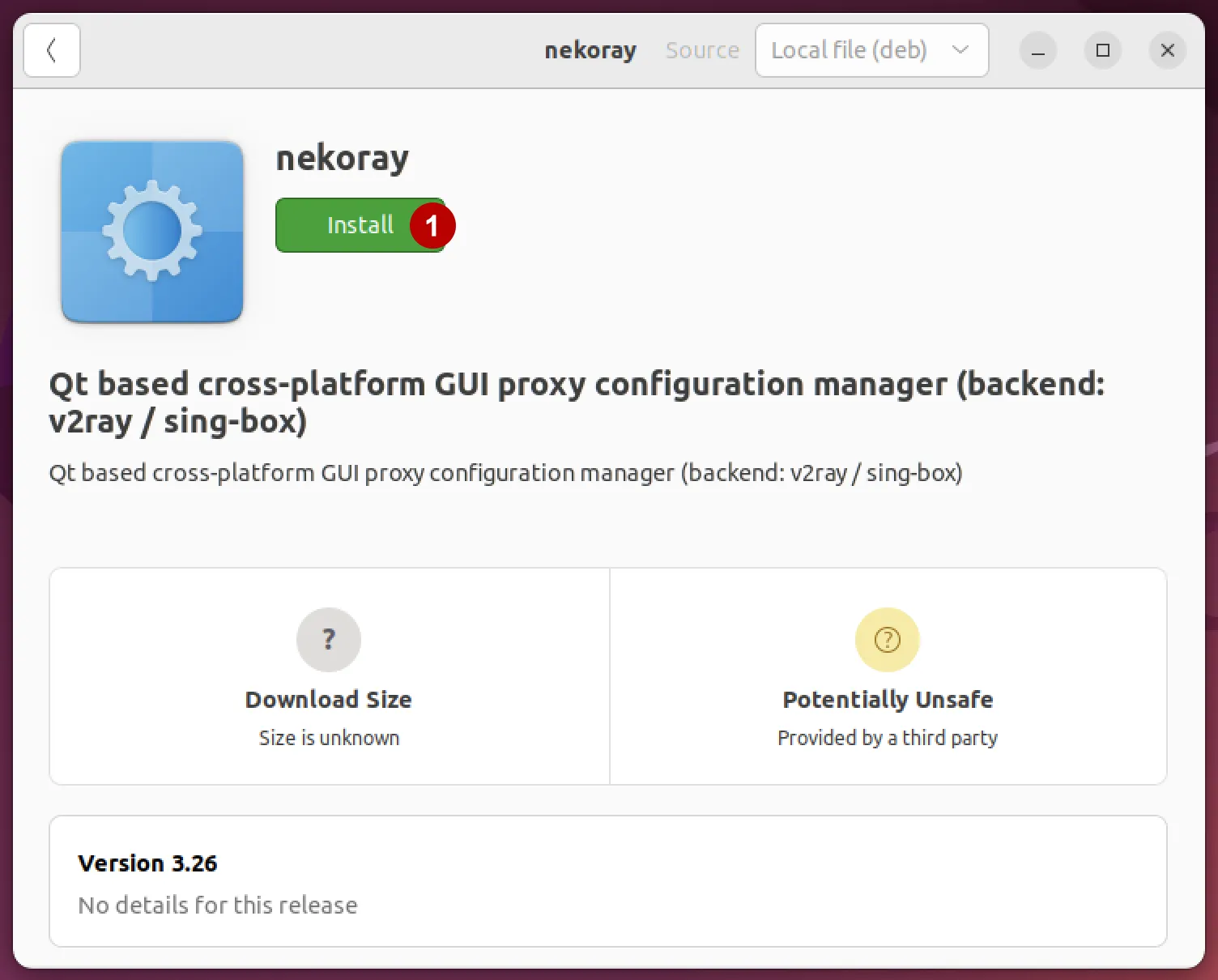 Разрешить установку Nekoray на Ubuntu 22
