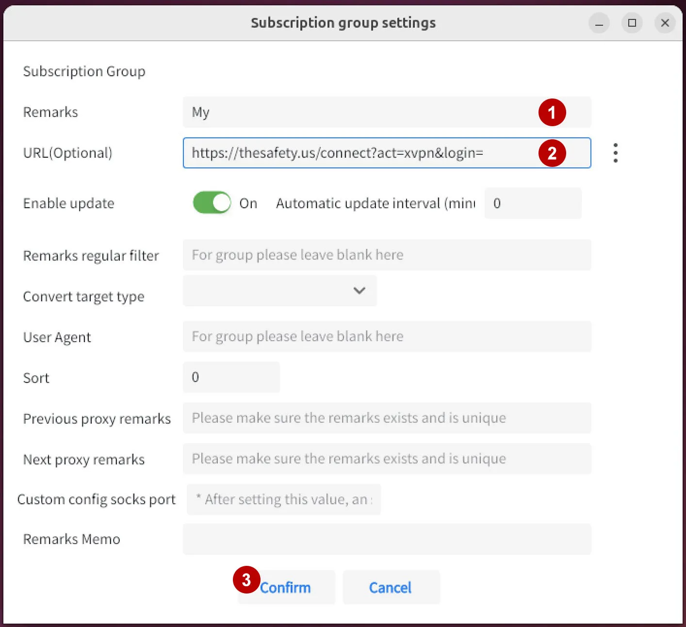 Subscription for xVPN connections in v2rayN on Ubuntu 24